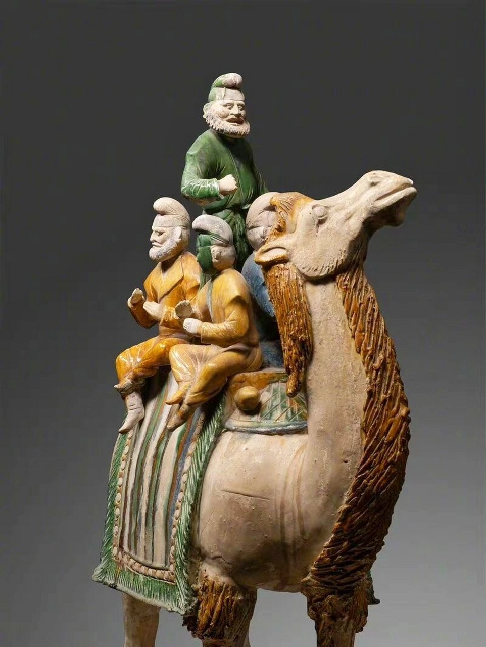 中国国家博物馆 唐三彩釉陶骆驼载乐俑,明器,1957年陕西省西安市鲜于