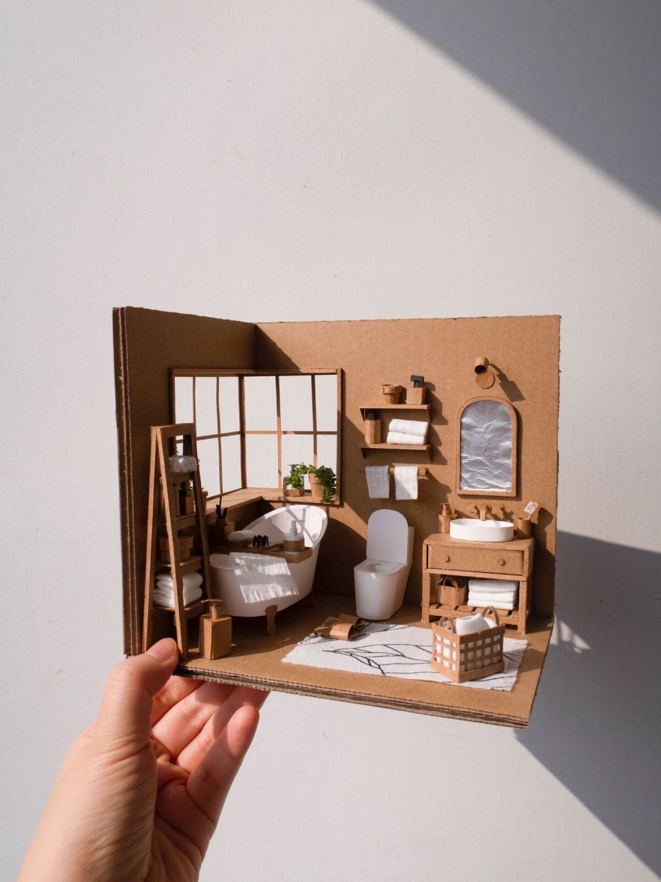 废纸皮制作迷你家具教程part 3|浴缸 我终于把小浴缸的教程做完啦!