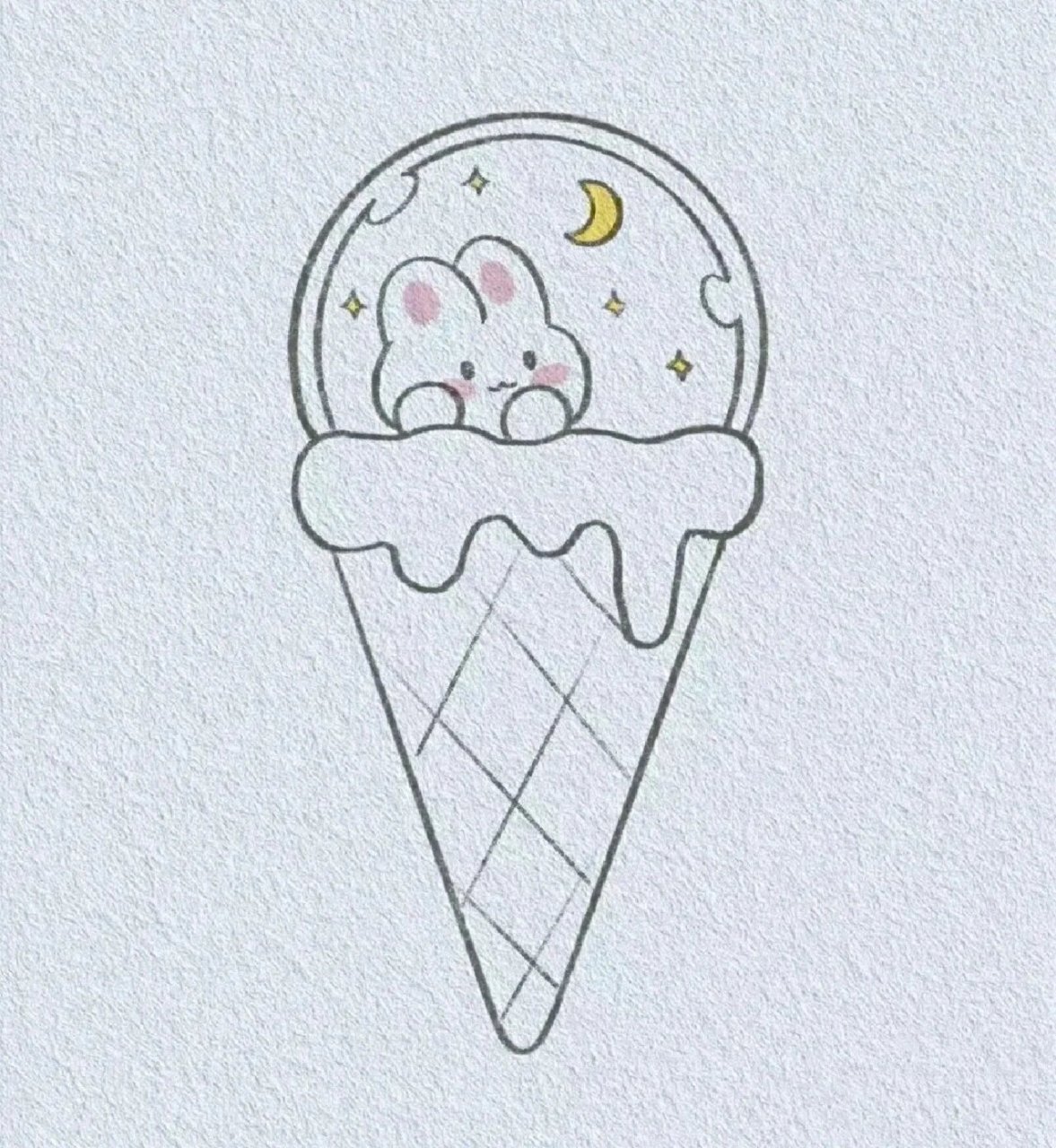 小兔子雪糕可爱简笔画    雪糕简笔画