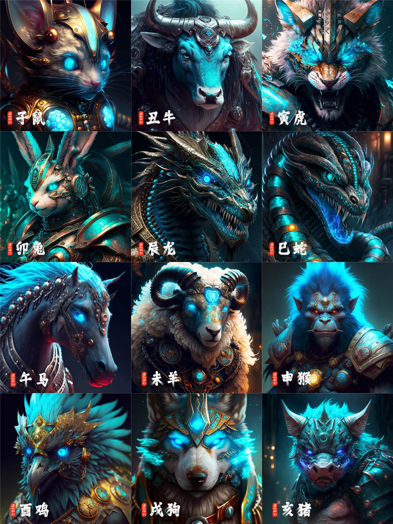 十二生肖,宝石蓝霸气头像系列,高级感! 这个系列又高级又霸气!