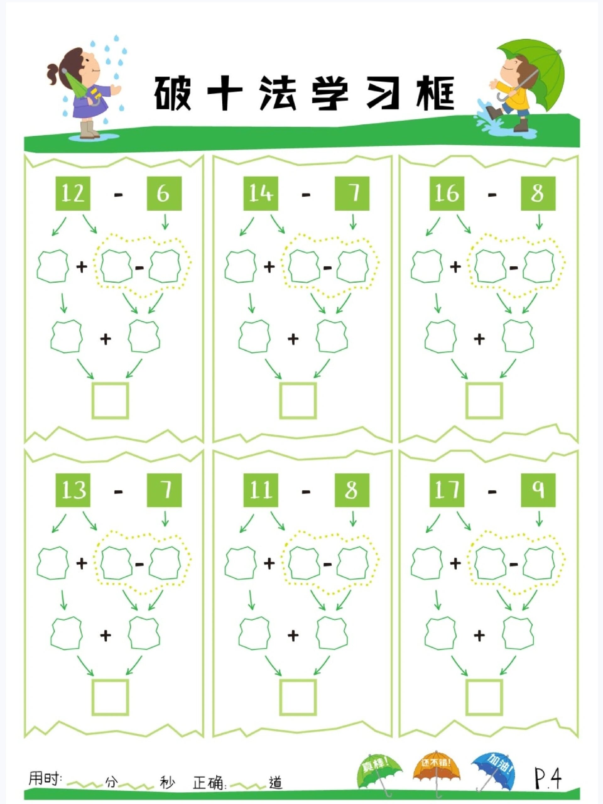 20以内退位减法之破十法