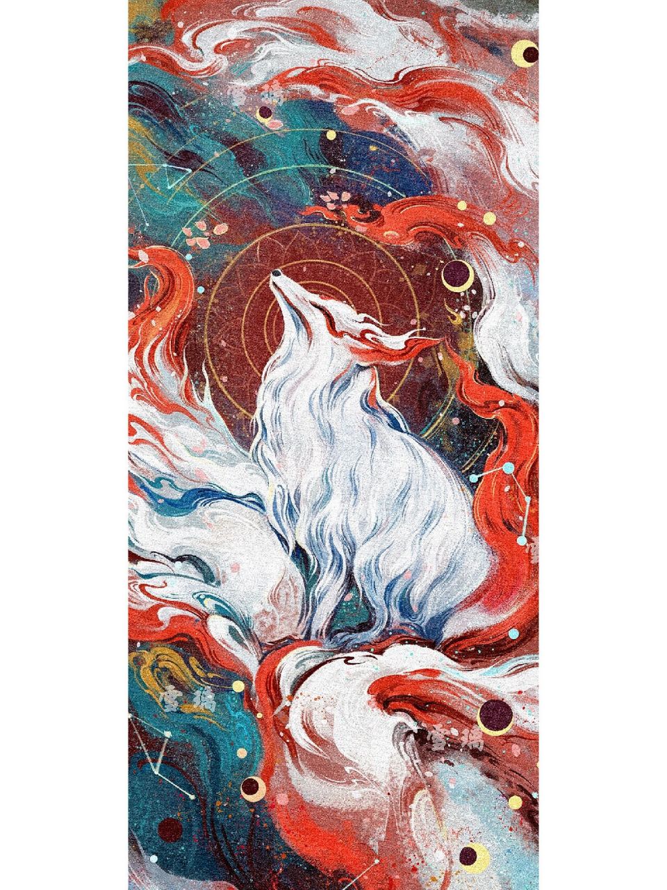 山海经丨九尾狐 【又东三百里,曰青丘之山,其阳多玉,其阴多青雘huo.