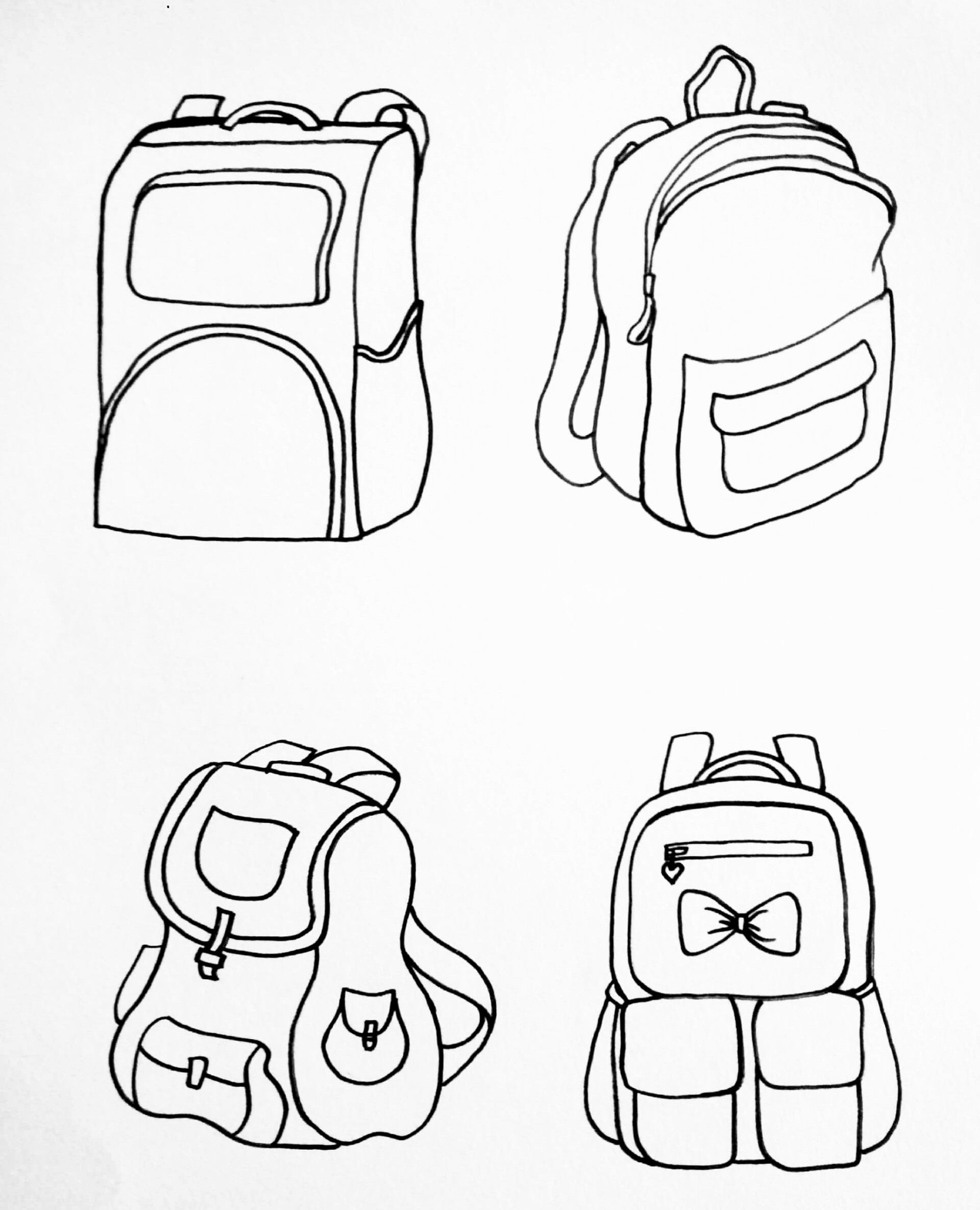 简笔画  线描画  素材|线描书包