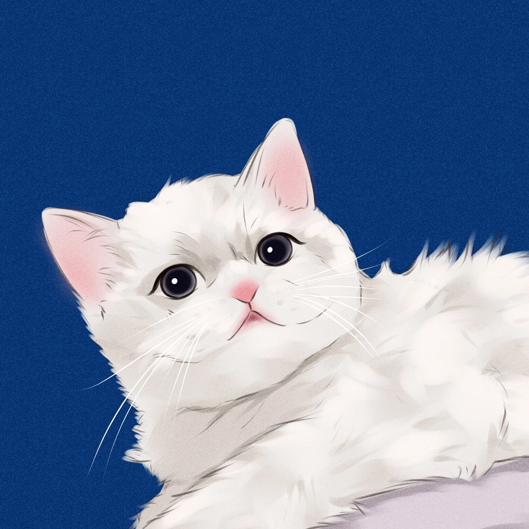 软萌白猫温顺可爱宠物头像/漫画头像定制 卡通漫画宠物头像/卡通头像