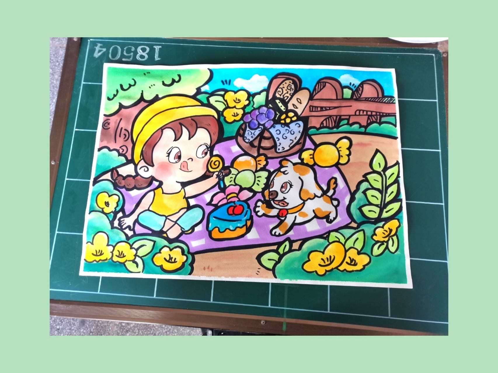 水粉画●幼师万能主题画 考编必背,万能场景和背景 人物形象简单有