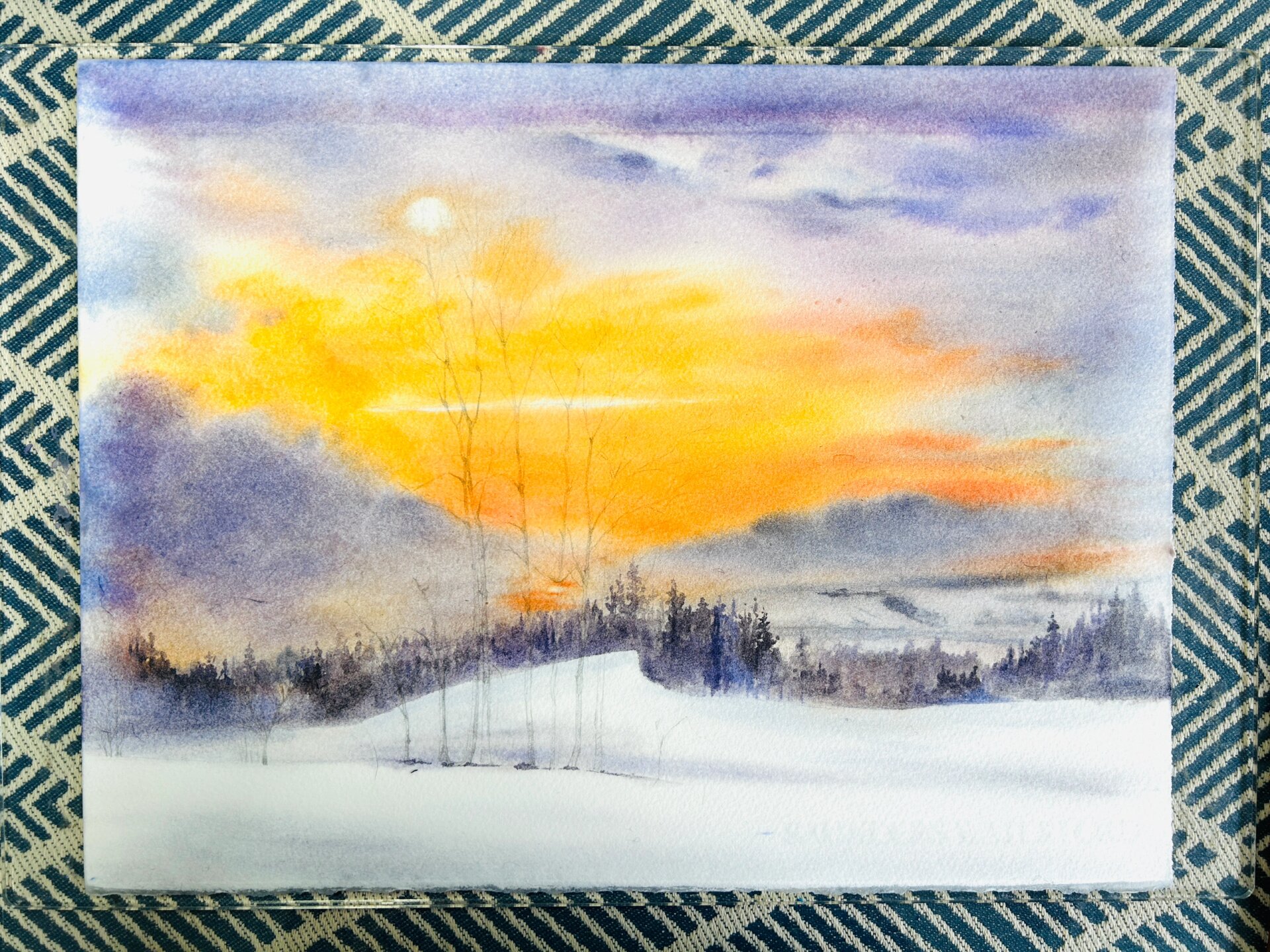 水彩风景/冬日/附全过程图