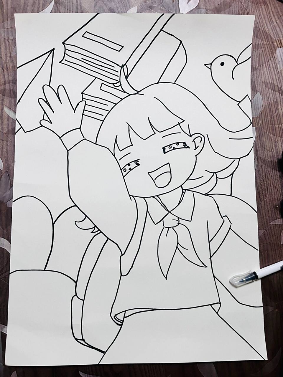 积极向上主题的儿童画(附线稿) 积极向上,在阳光下成长,双减下的我们