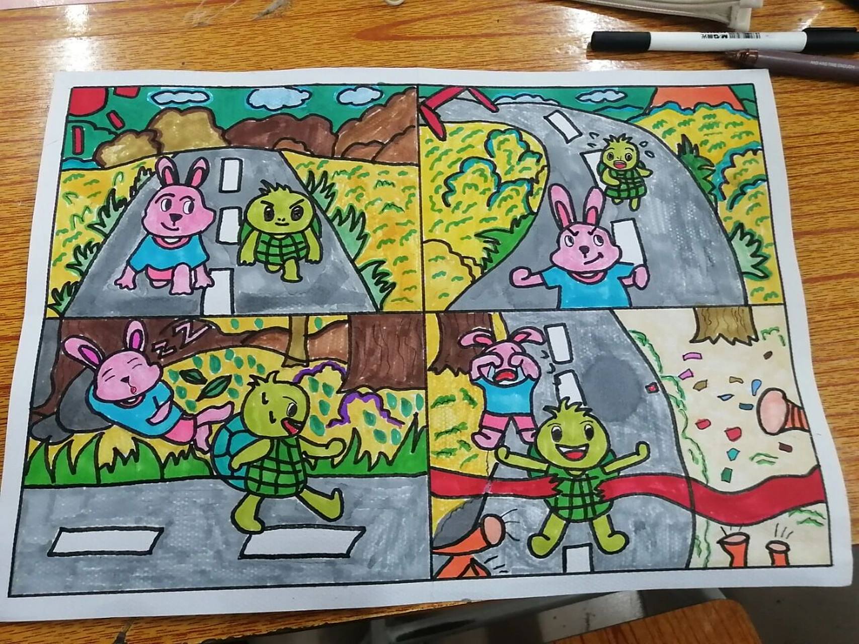 四宫格故事插画/《龟兔赛跑》 当代手残党03 学前教育烦恼 逃不过