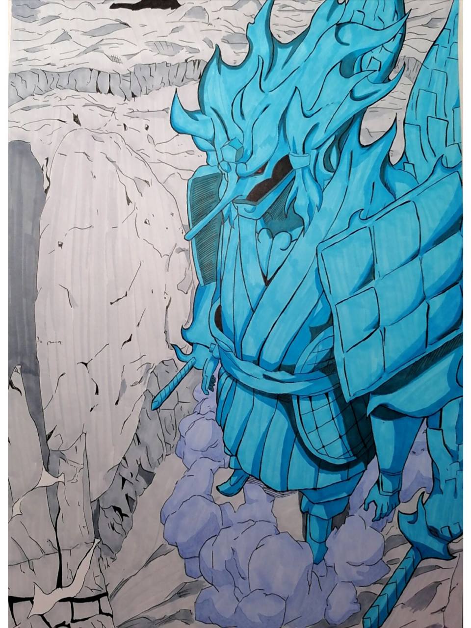 火影忍者须佐能乎 这个原图须佐的颜色当时我马克笔没有和原图一样的