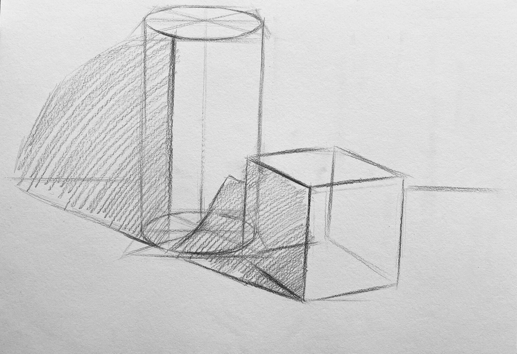 8715素描几何体/基础入门【正方体圆柱体组合】