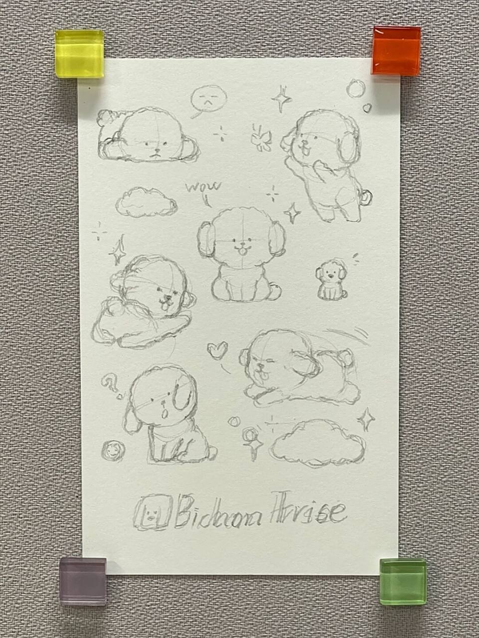 98狗狗简笔画100-5|比熊|手帐素材94 比熊好像棉花糖!