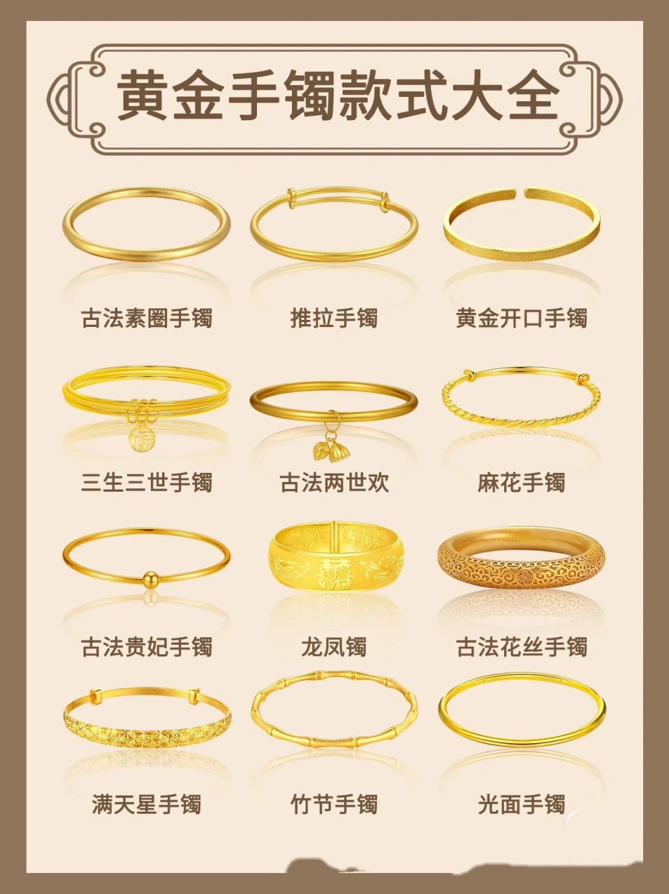 黄金手镯款式大全 黄金手镯|||古法素圈手镯:哑光质感,低调奢华 推拉