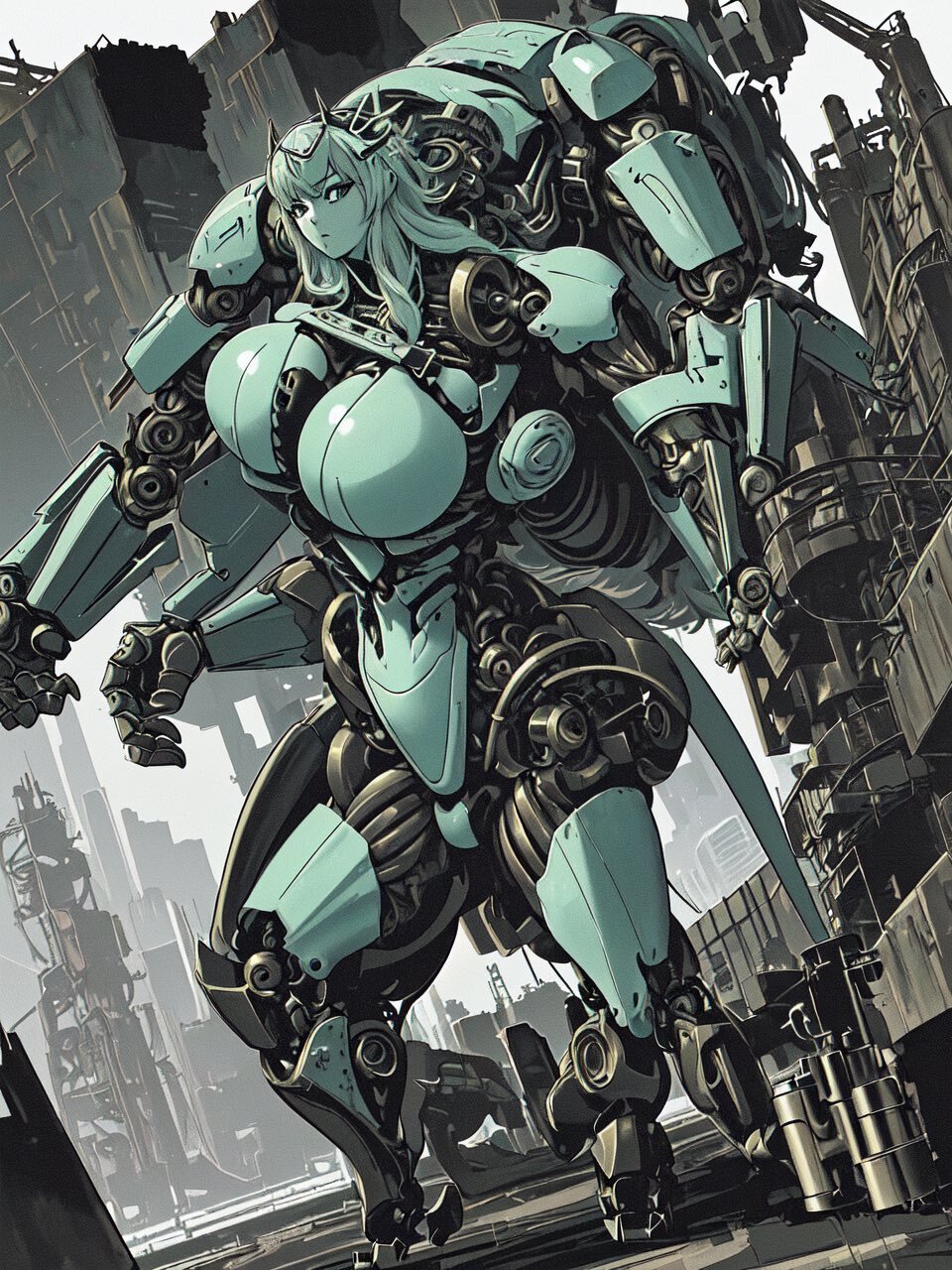 ai绘画丨机甲外骨骼少女 by nina27-ai-