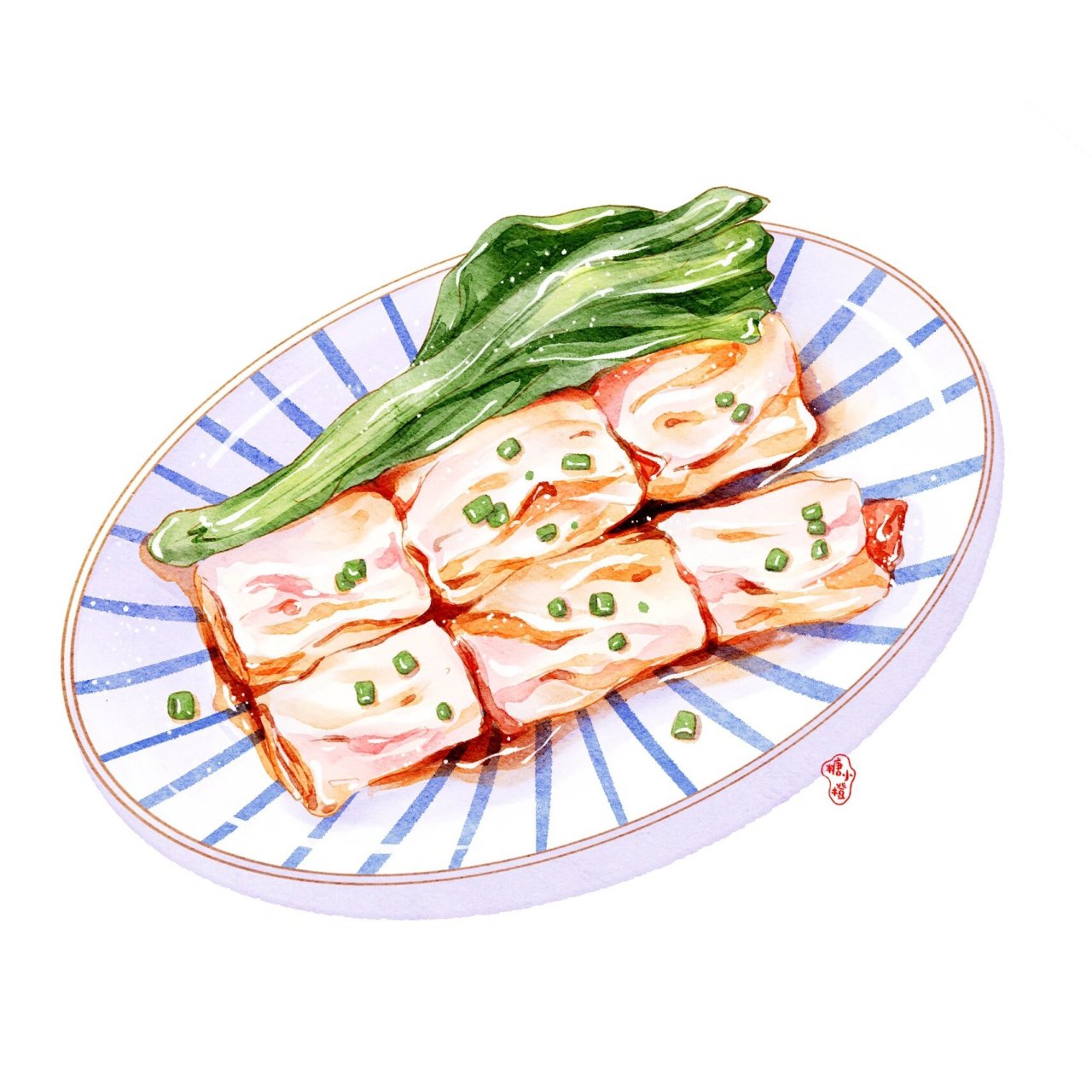 ipad水彩教程|广式肠粉 不procreate自带笔刷替换 草稿:粉笔 线稿