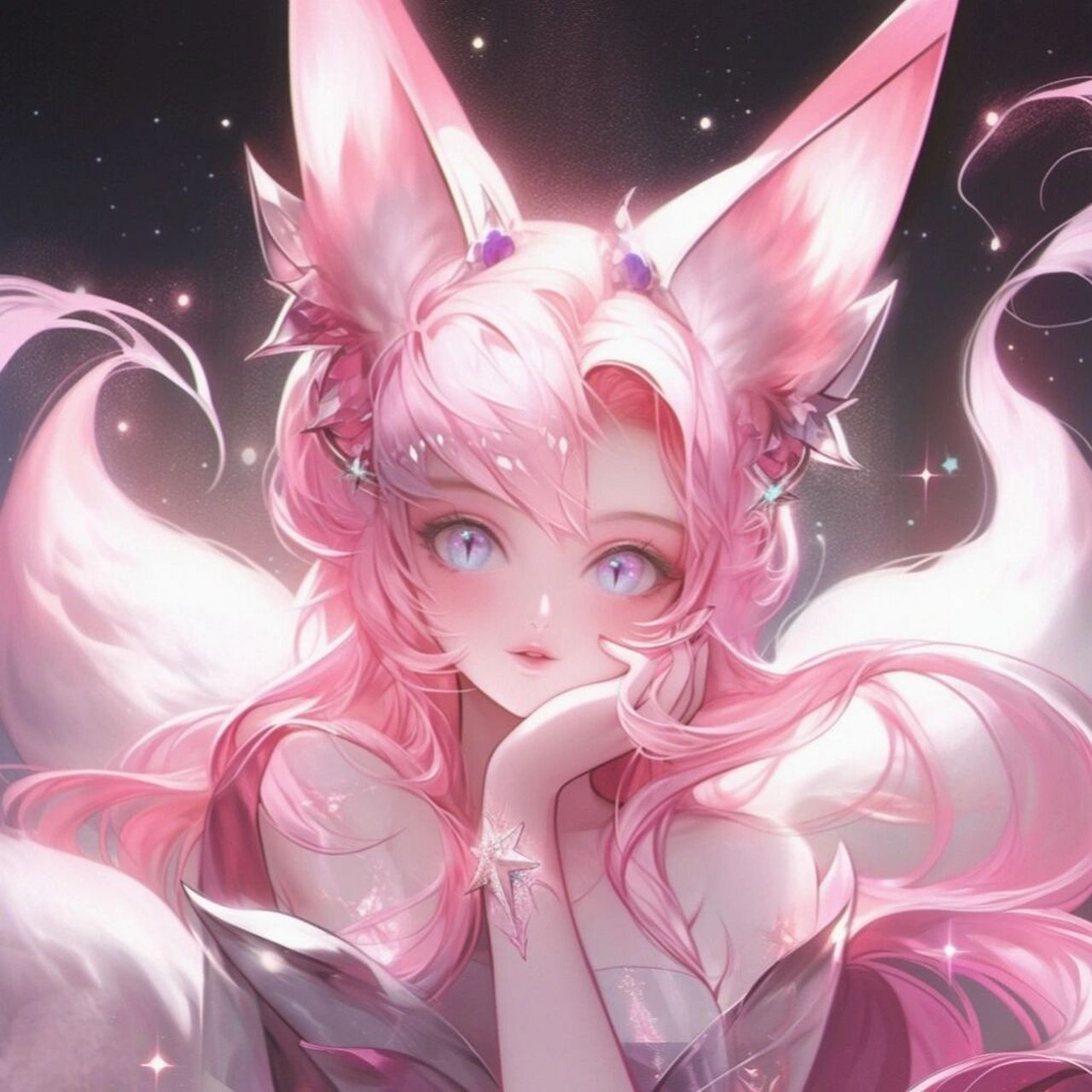 青丘白狐丨光绘风头像,甜美