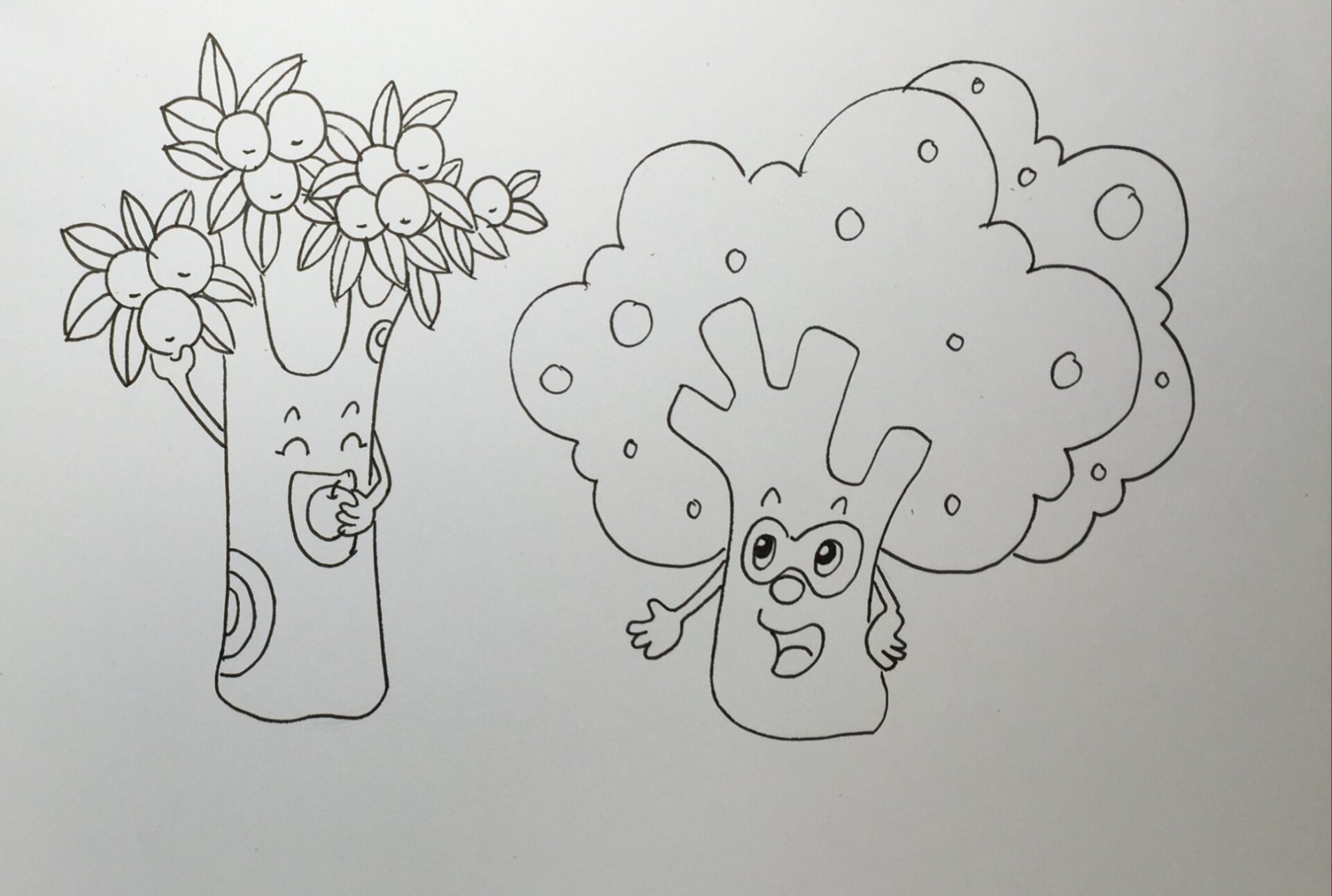 手抄报 素材 儿童画《拟人树和花》