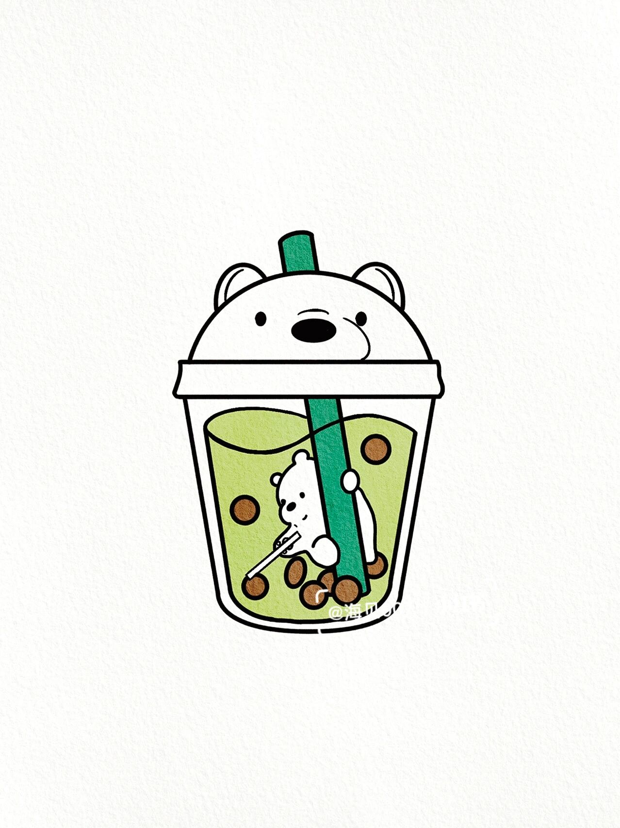 萌萌的三只熊系列奶茶|夏日饮品可爱简笔画