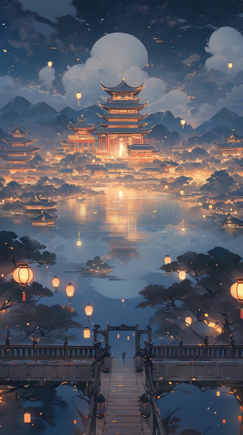 大唐盛世繁华夜景,长安,古风场景壁纸