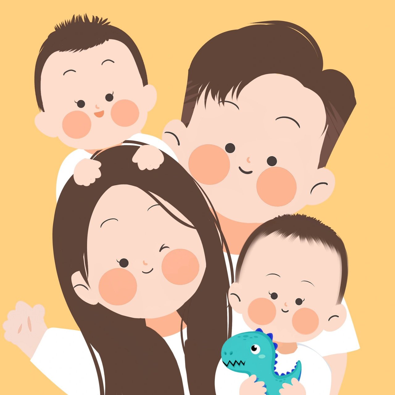 家四口可爱宝宝头像 一家人在一起真的太幸福啦 9315接手绘定制呀
