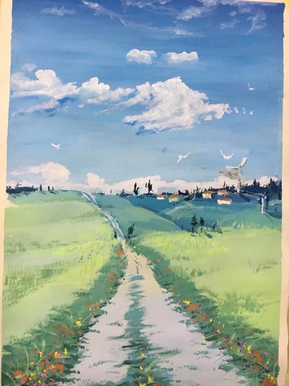 水粉风景画,希望能帮助画水粉的同学 有需要帮助的同学可以看下