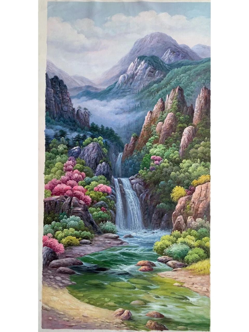 美画分享,《瀑布》系列7幅,布面油画 80x160㎝,新作品