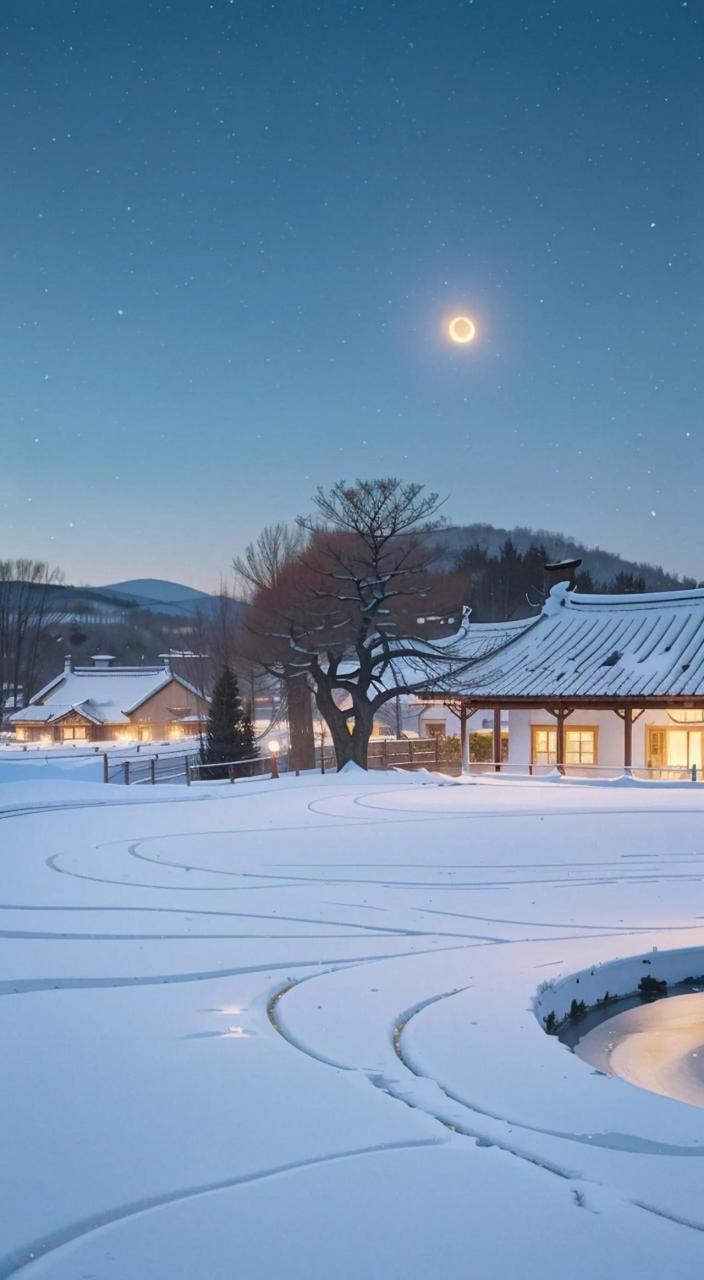 傍晚雪景 真实图片