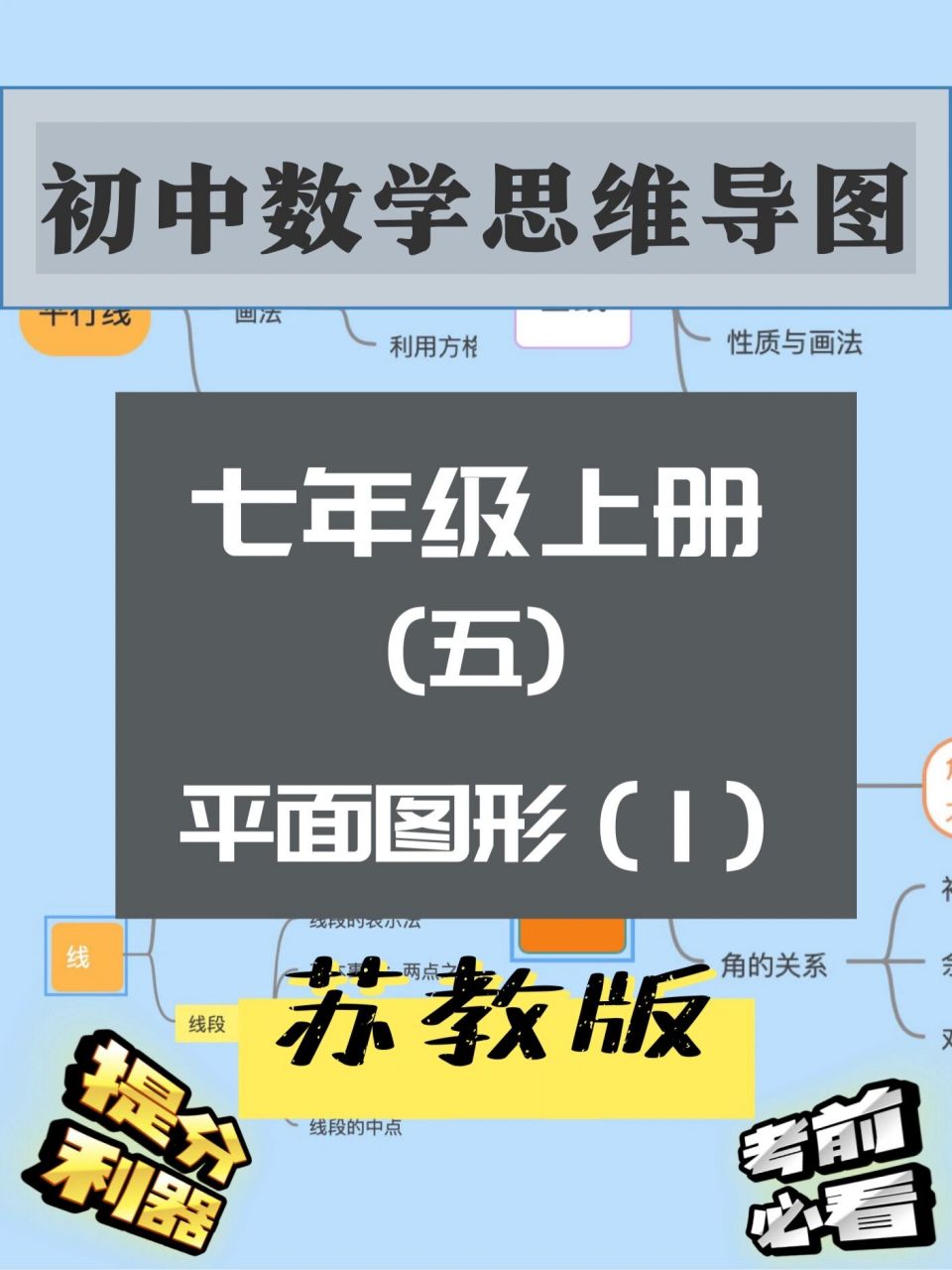 最全版本初中數學思維導圖大全(五)平面圖形 本章是初中幾何的入門