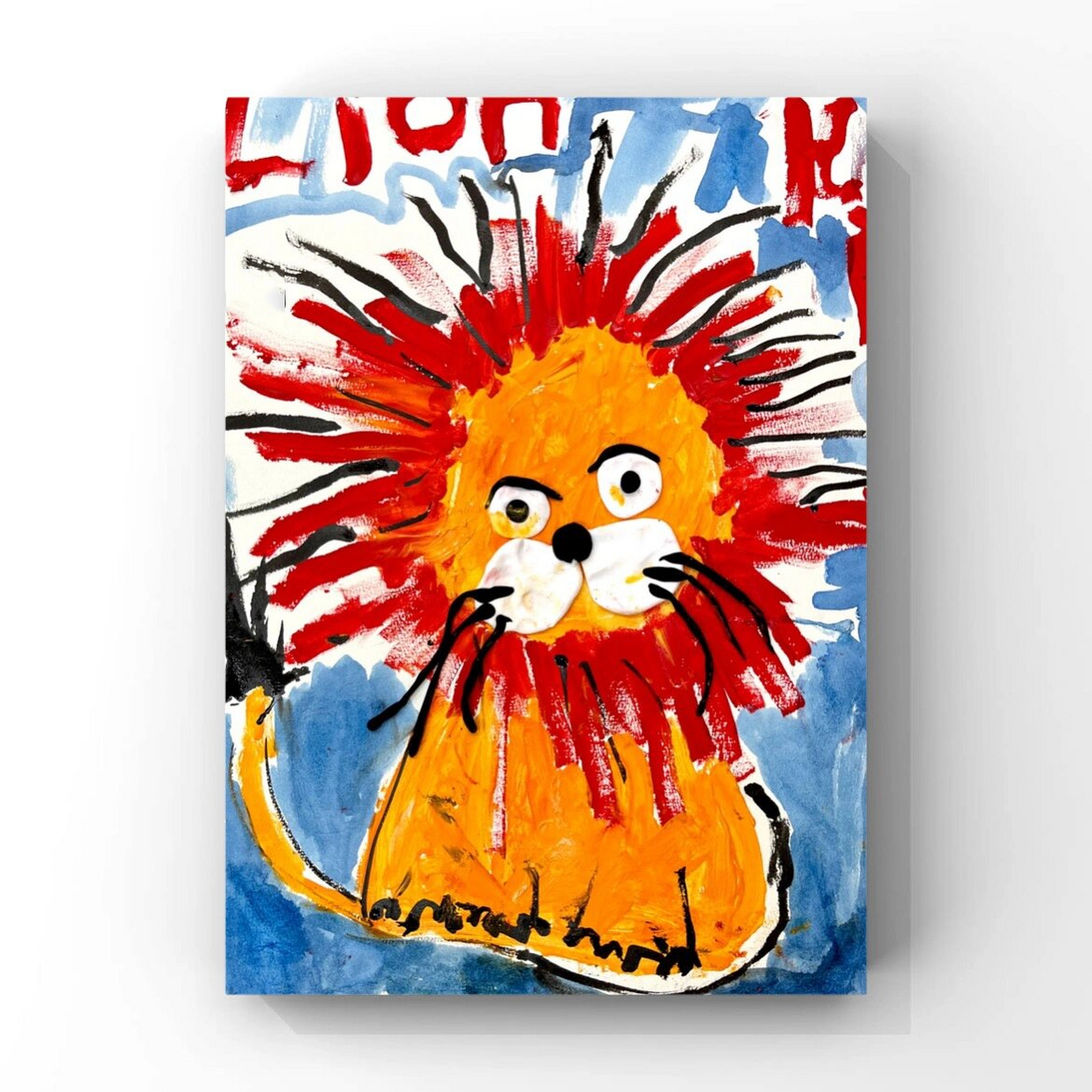 儿童画《小狮子》4-5岁(中班)小朋友 教学步骤: 1,黄色水粉画出圆形的