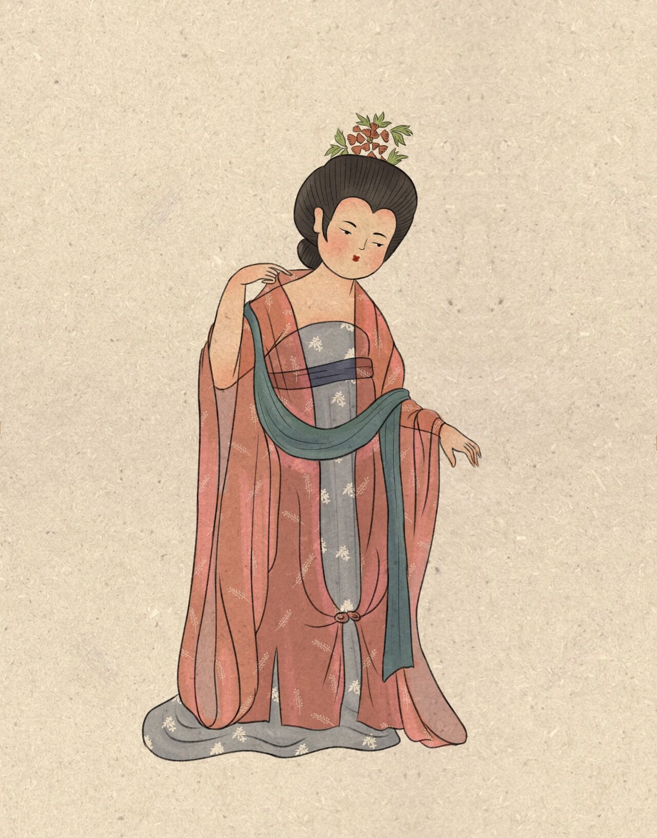 一组唐朝仕女图手绘插画分享国风插画