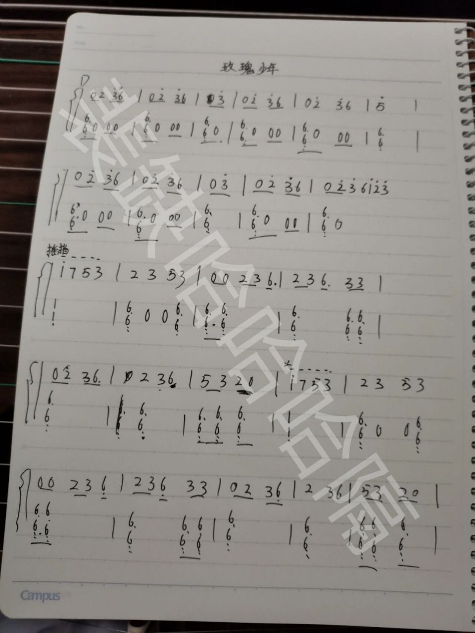 《玫瑰少年》古筝谱 翻奏标明出处哦00