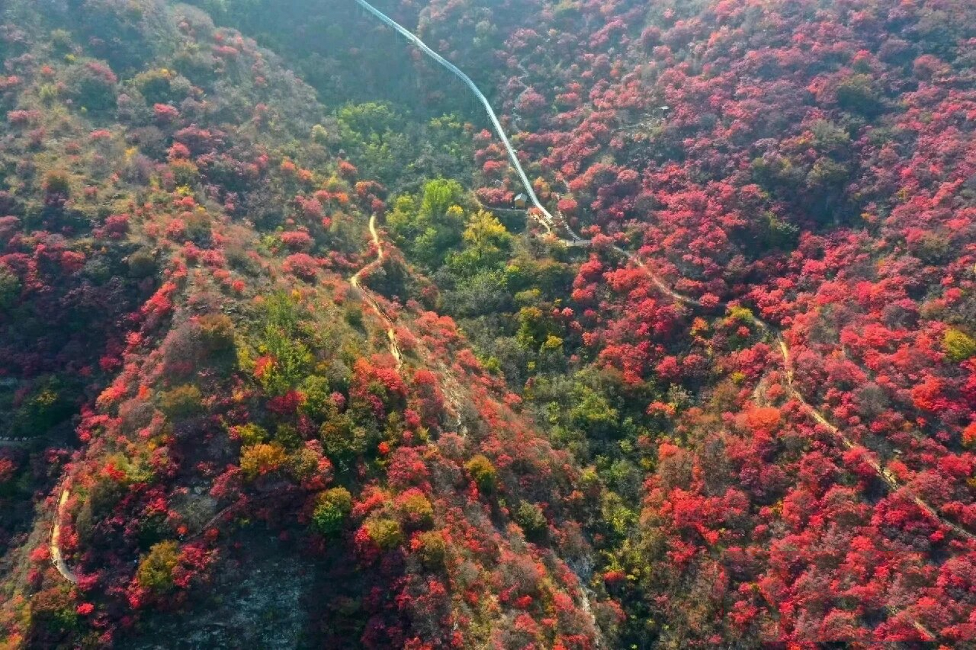 青州天赐山枫叶 天赐山 一个多数人不知道的全新山水瀑布景区天赐山