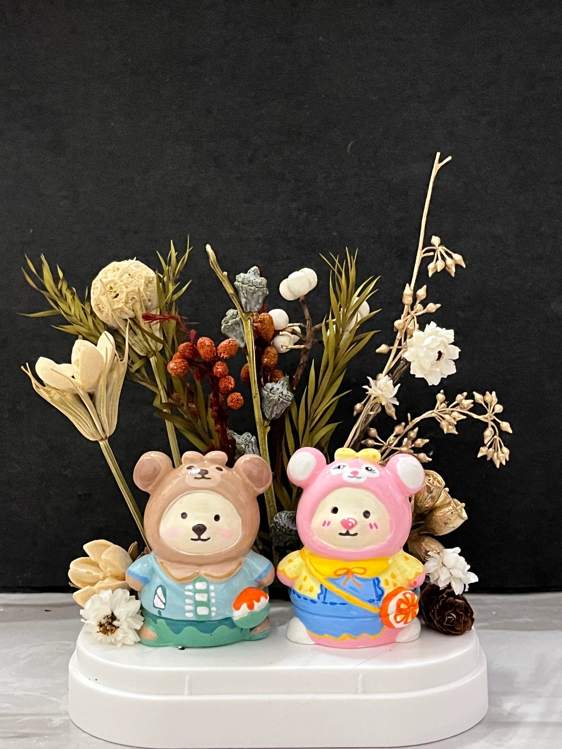 背包小熊石膏娃娃cp情侣款 达菲和雪莉玫,爱啦爱啦