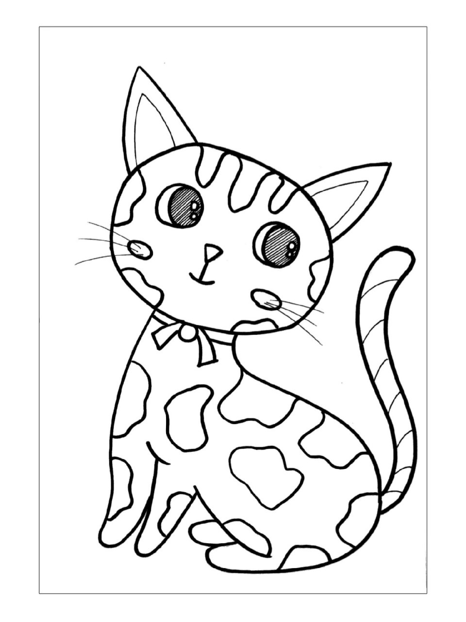 《猫咪》黑白线描画