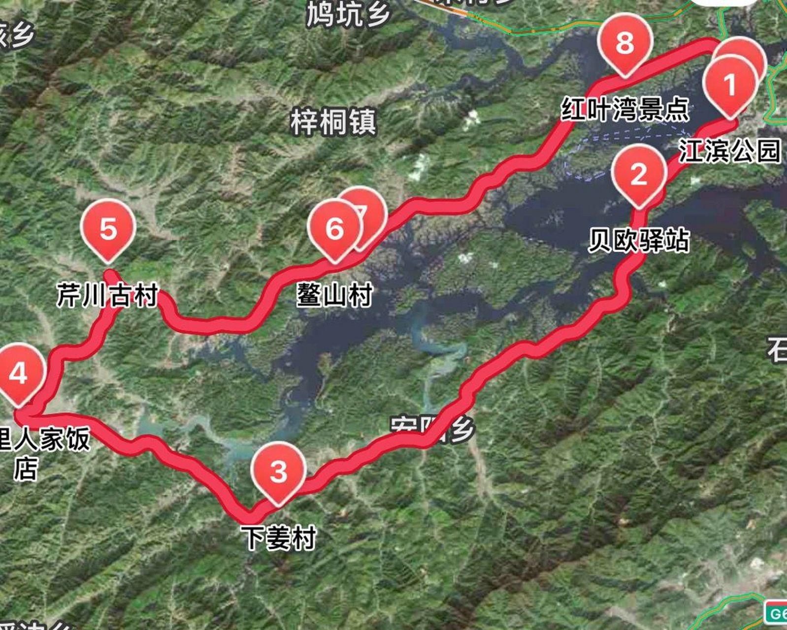千岛湖自驾保姆级路线  淳安县千岛湖江滨公园->千岛湖几荷餐厅 总