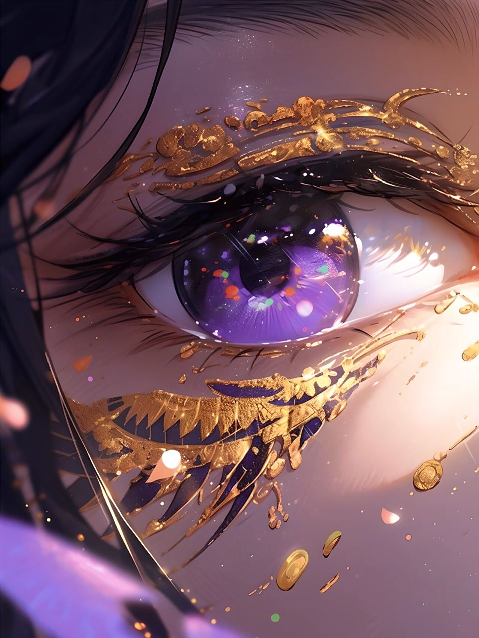 魅惑之姿|描金凤纹紫瞳眼饰-眼睛特写镜头 99喜欢透过山城的雾气