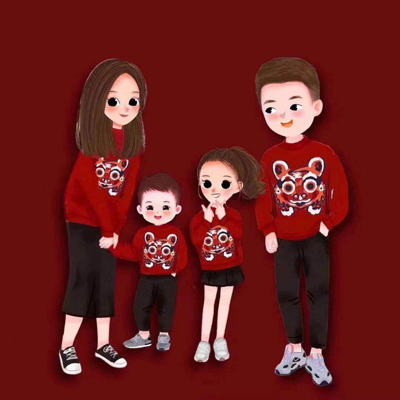 一家四口头像背景图壁纸 (姐弟 兄弟 姐妹 一家四口头像背景图壁纸