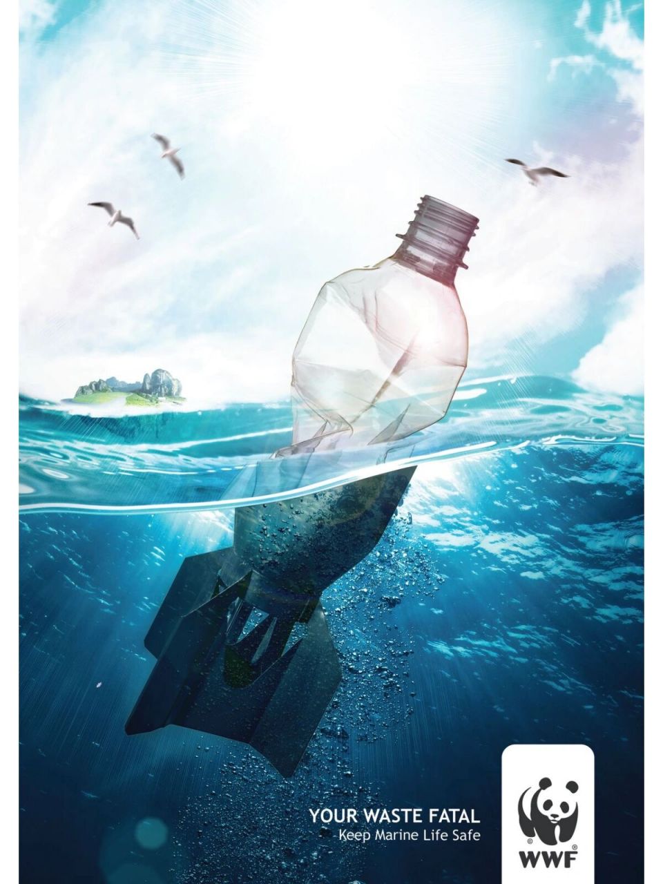 环保创意素材分享——海洋塑料污染 分享一组海洋塑料污染的海报图片