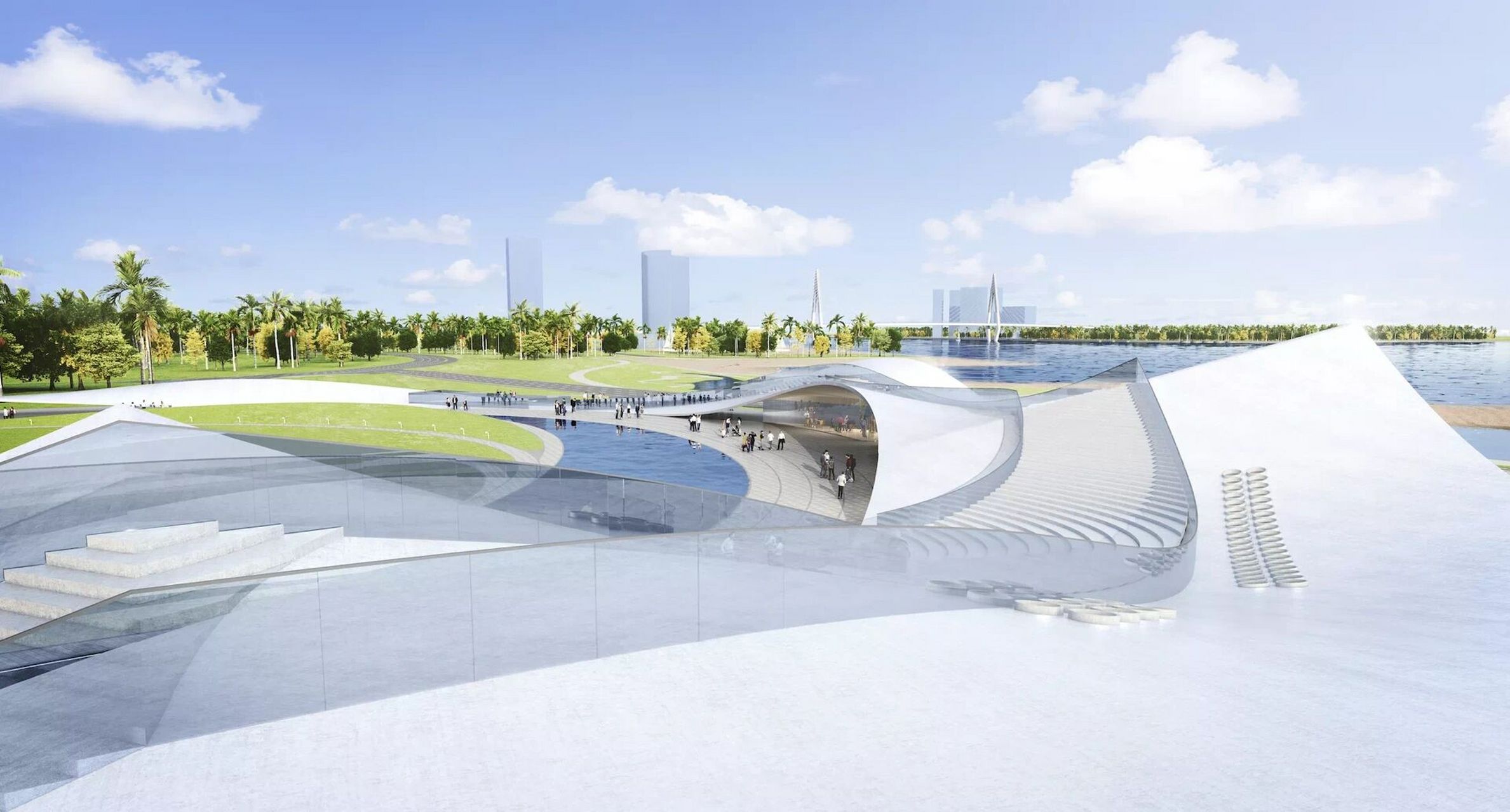 "天空之山"由著名日本建筑师藤本壮介设计,是"海口·海边的驿站"公共