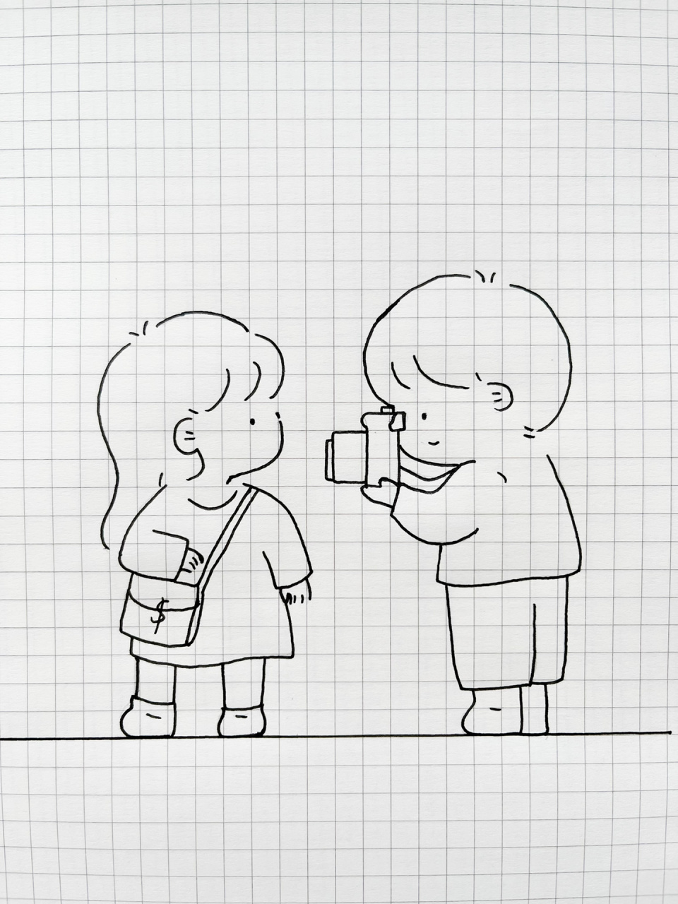 情侣简笔画教程57/100 春天到了和爱人一起春游拍好看的照片