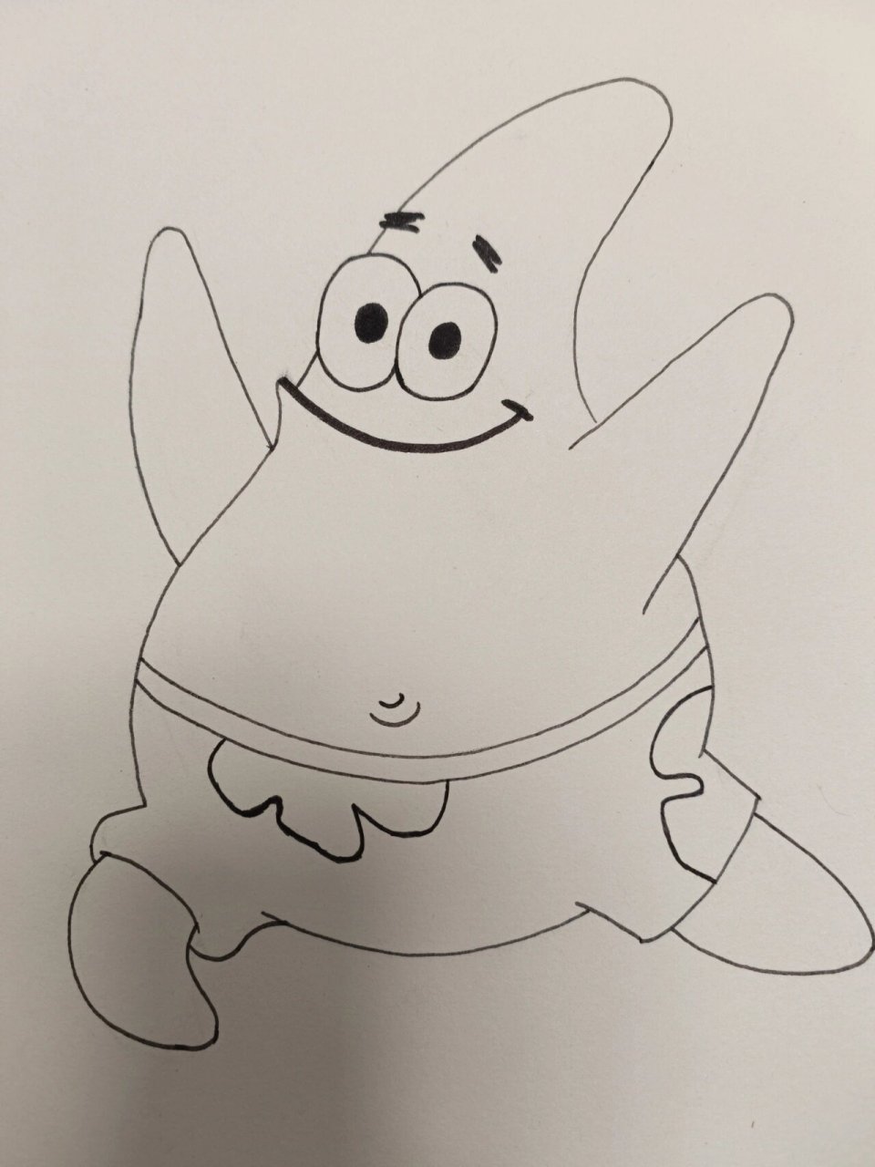 派大星简笔画教程 周五啦!我的心情就像派大星一样,开心到起飞.