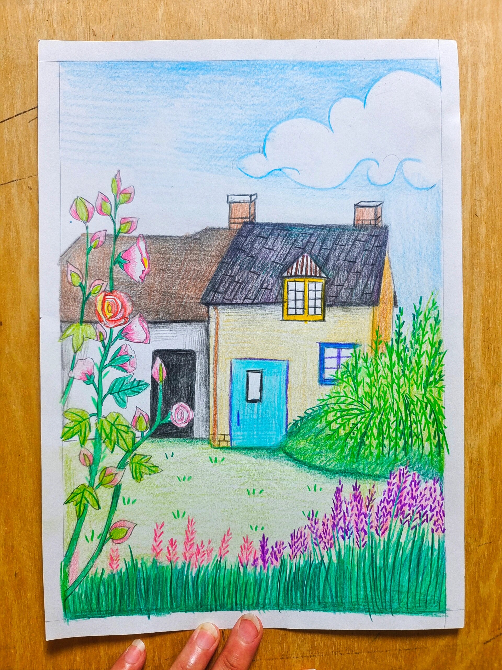 咱家院子(彩铅风景附步骤图)