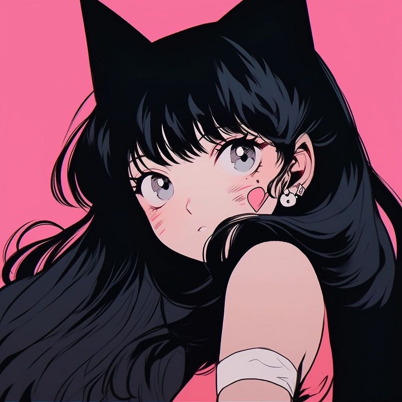 midjourney|旧漫头像-复古-甜酷猫女