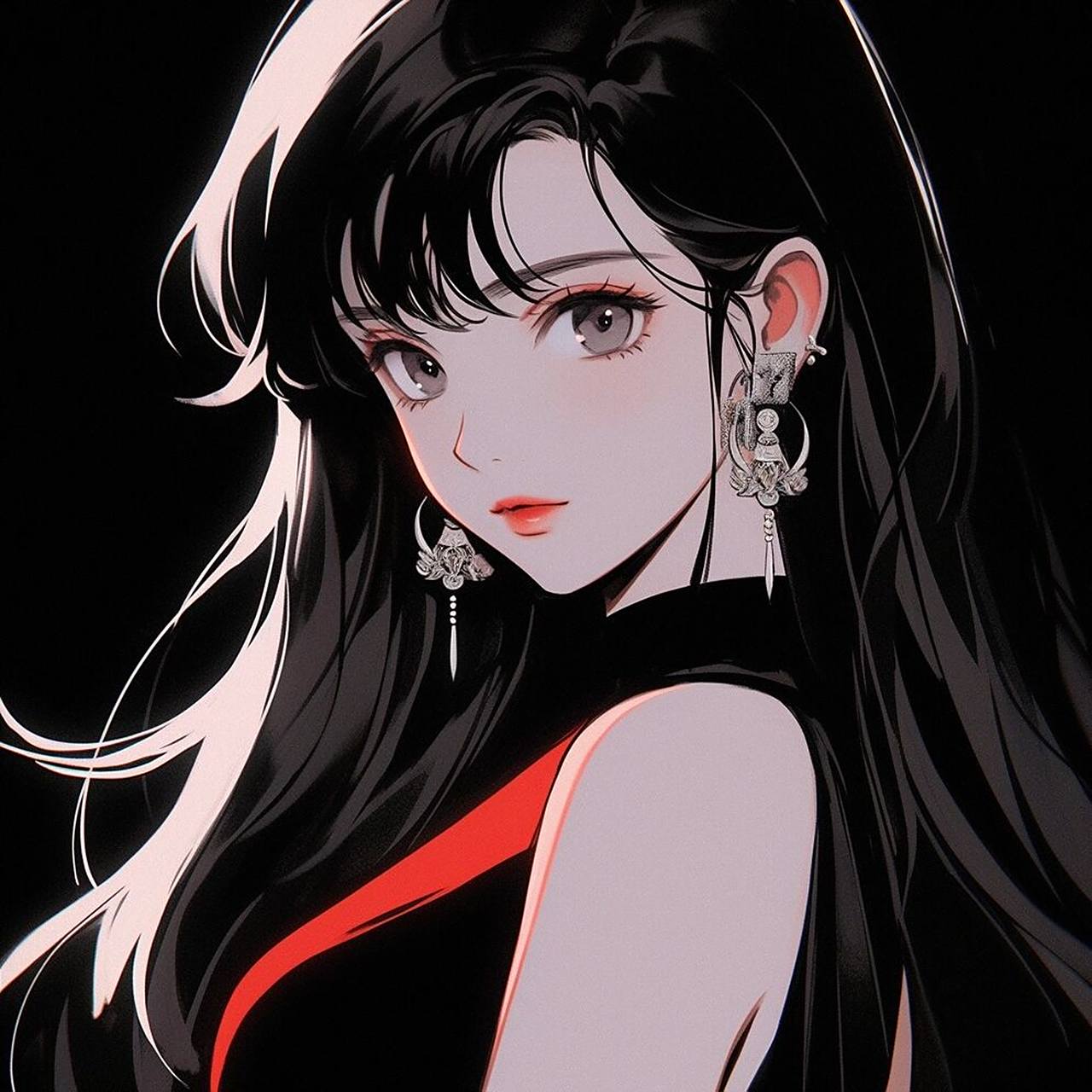 御姐气场美貌的黑色系|女生必备头像