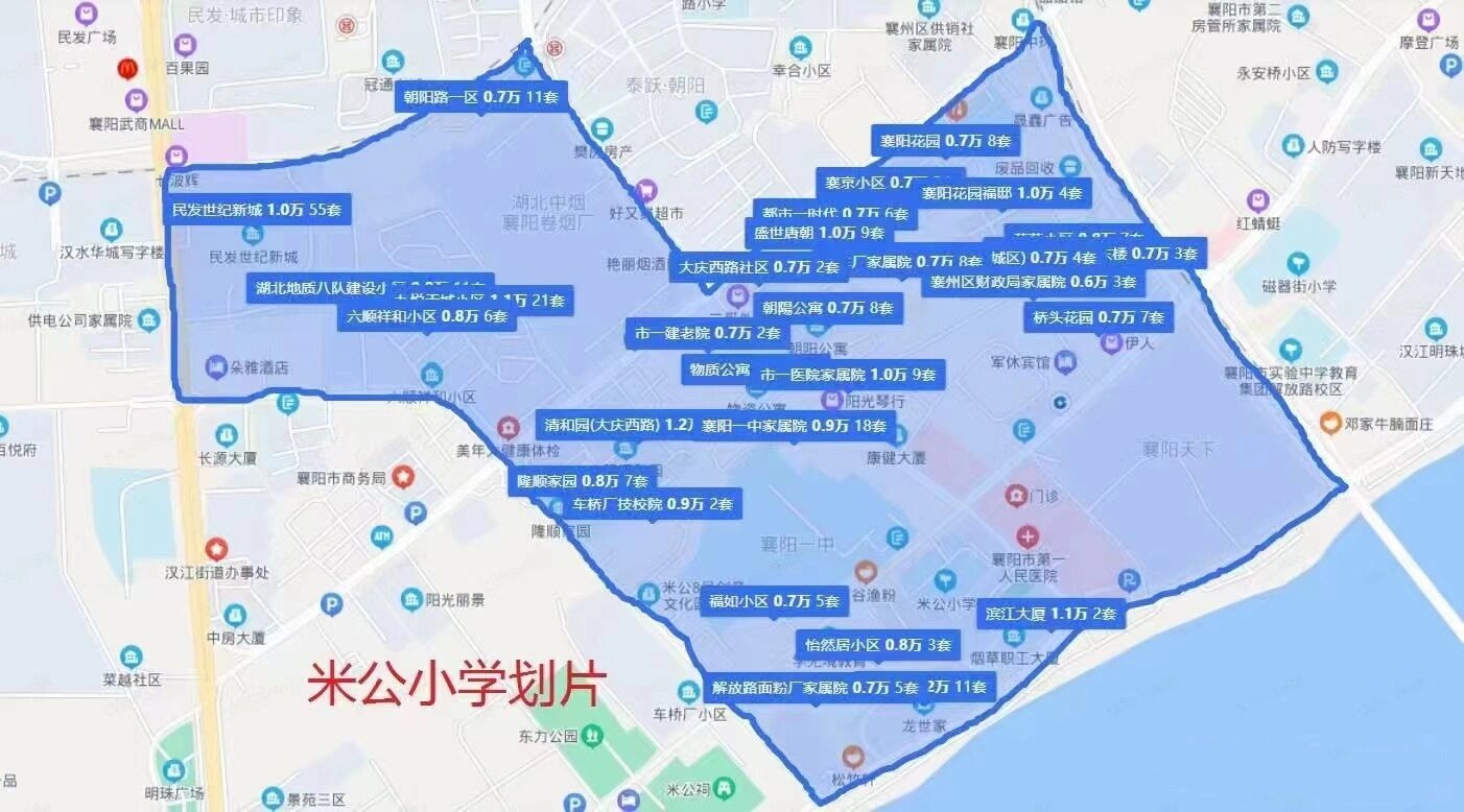 襄阳市樊城区,2023小学对口划片