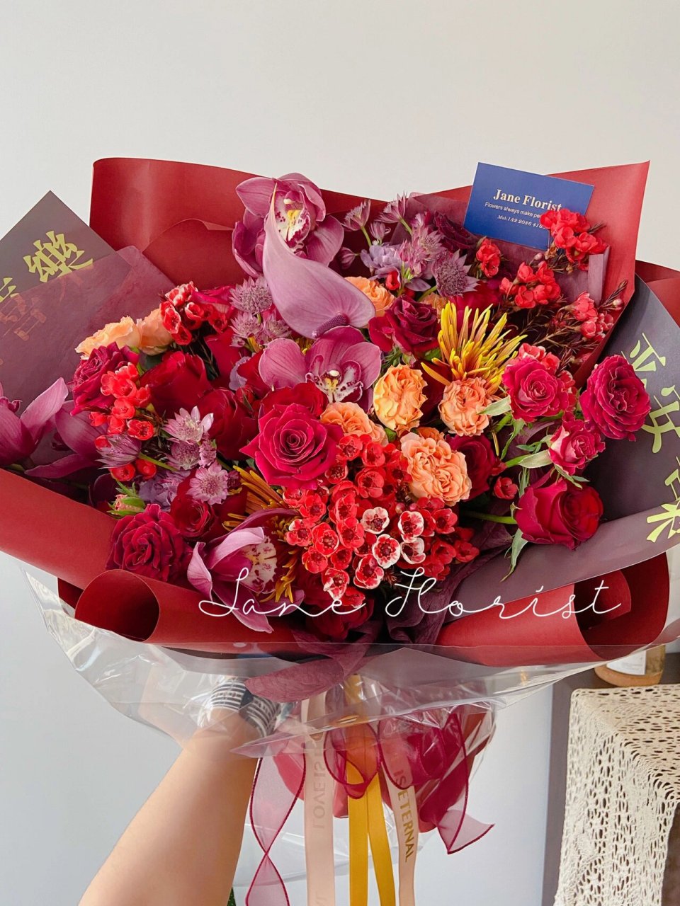 寿宴必备红色系生日大花束 60岁老人大寿花礼 首选红色系 这个季节的