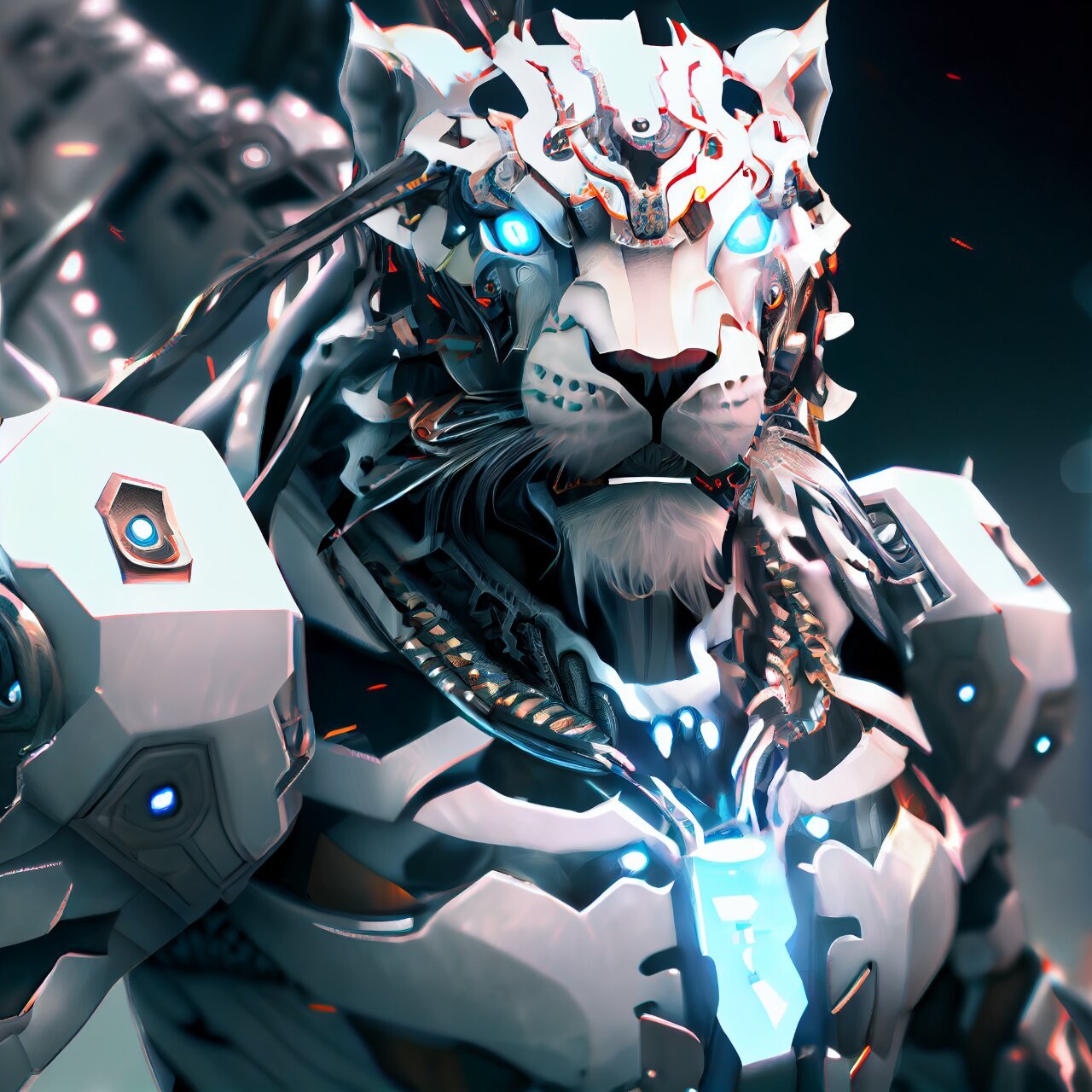 重金属十二生肖·机甲白虎丨ai插画