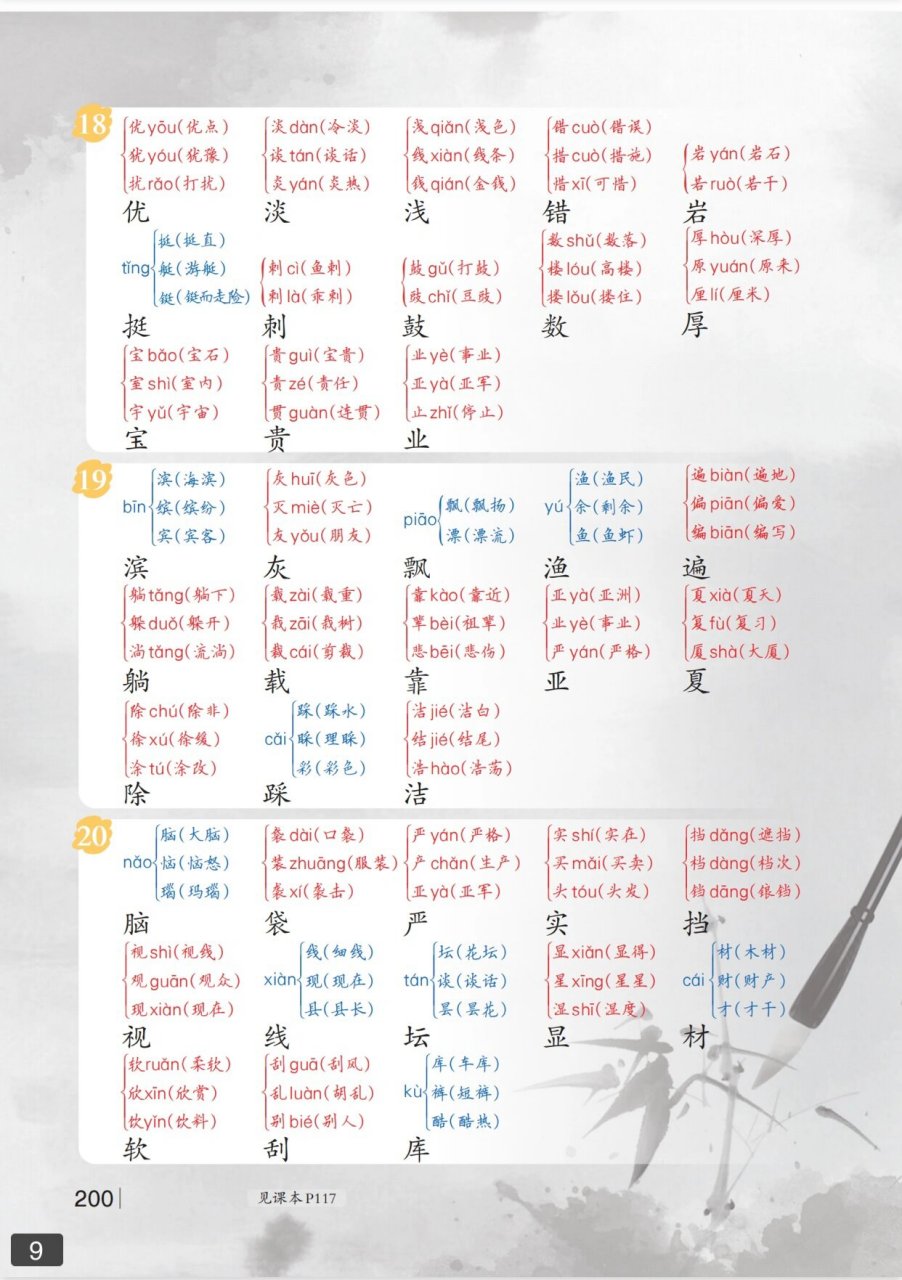 语文三上写字表(含形近字组词)