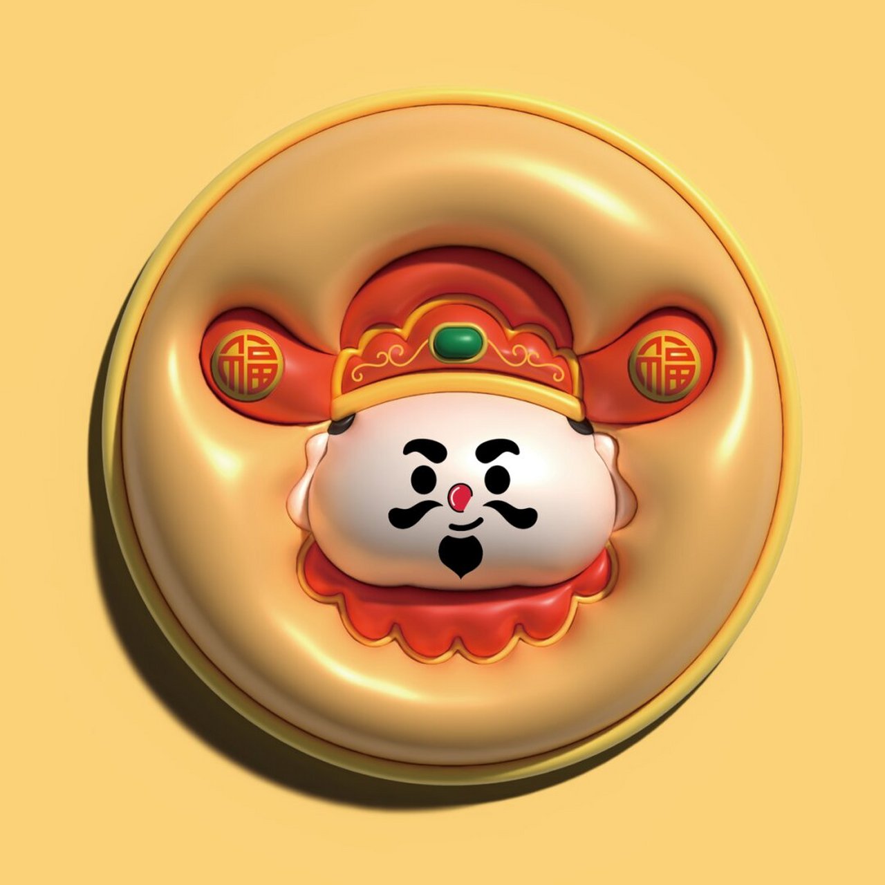 新设计了个小财神,财神ip卡通形象插画,传统的财神形象结合现代卡通