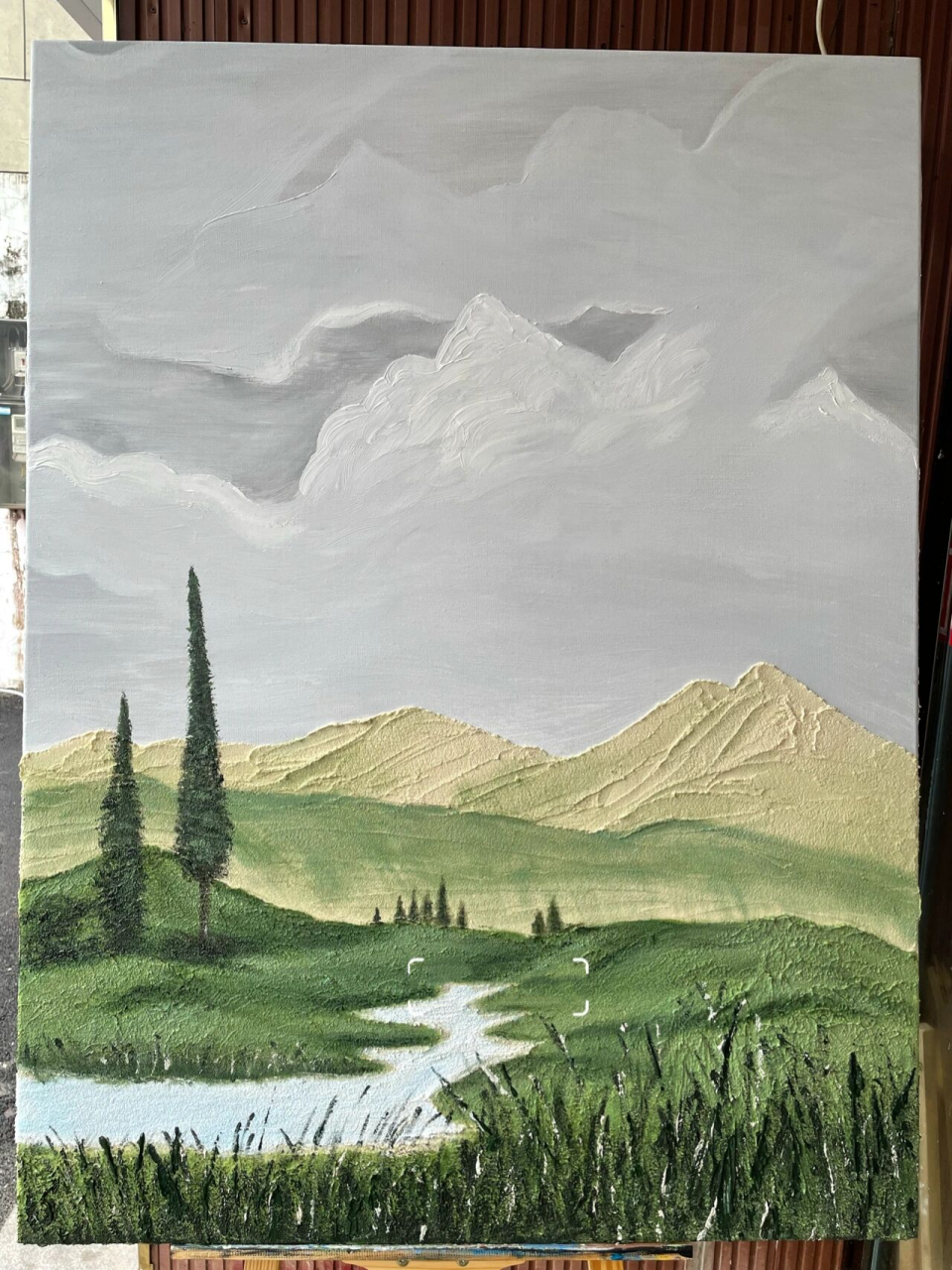 厚肌理立体创意手绘《晨曦》风景画 看见喜欢的场景,就忍不住自己动手