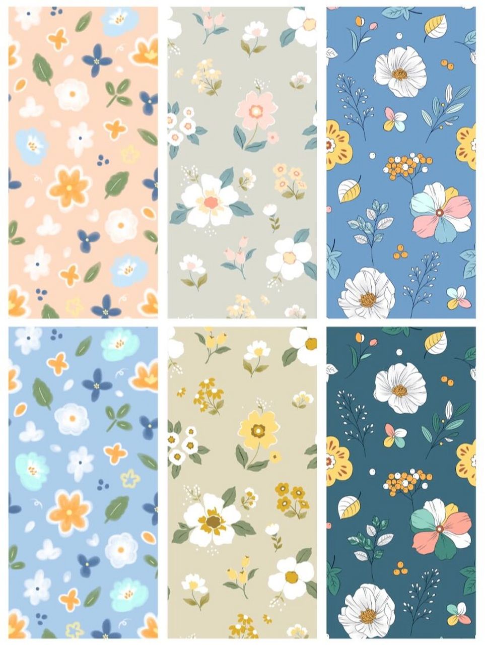 123期 花卉花朵花花图案 原创手机壁纸插画 花型 | 图案设计 可约稿